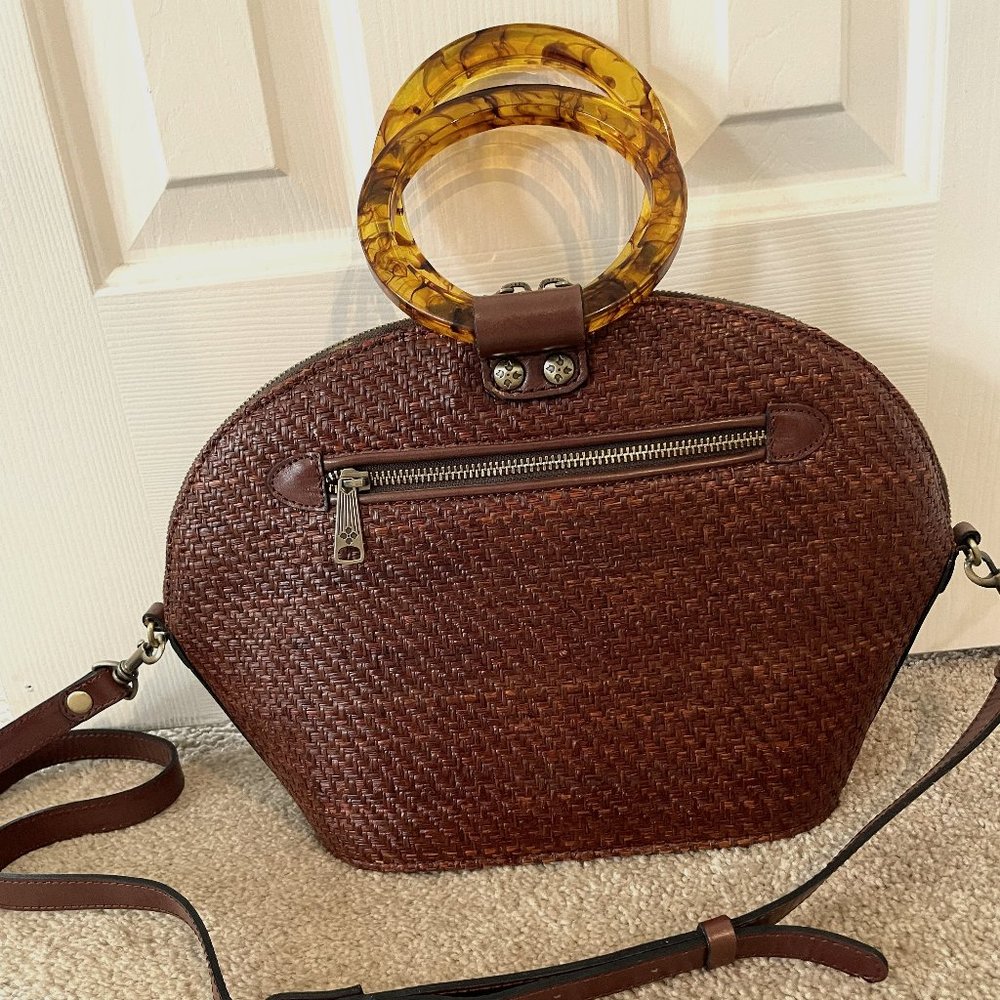 Patricia Nash vintage style wicker purse with tortoise handles